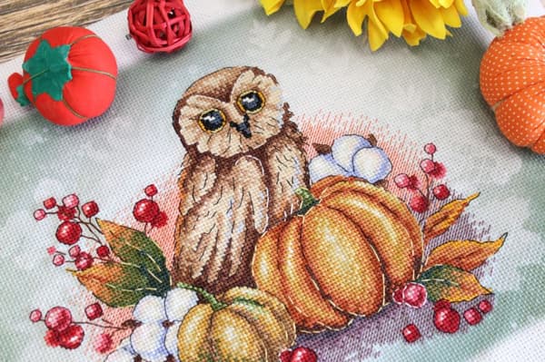 Broderikit MP Studia "Uggla på pumpa" 26x21 cm