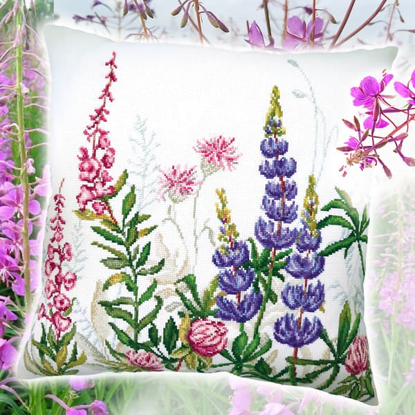 Broderikit Pude RTO CU073 - "Lupiner" 40x40 cm