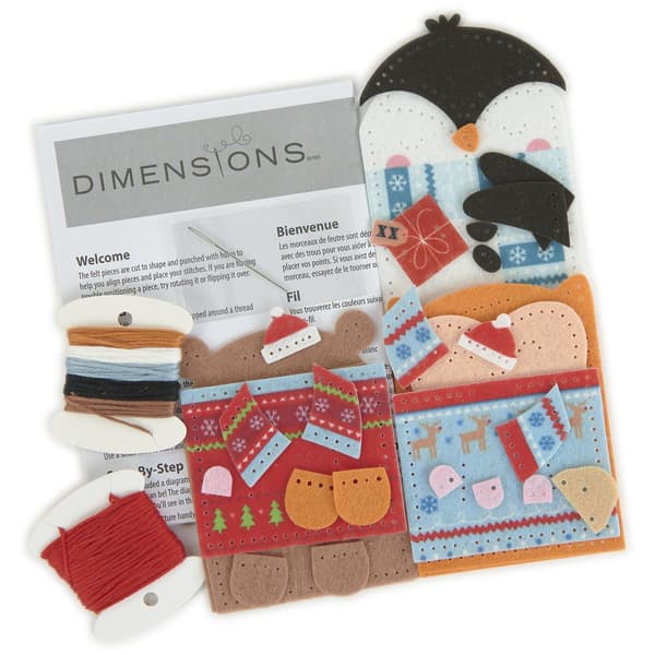 Broderikit Dimensions "Julprydnader och presentkortshållare" 7-10 cm