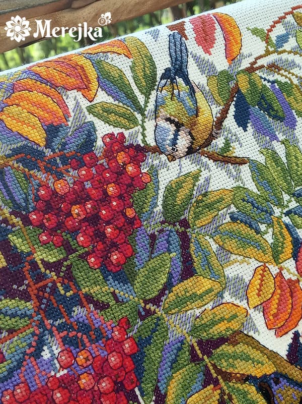 Broderikit Merejka K-151 - "Farverig røn" 27x37 cm
