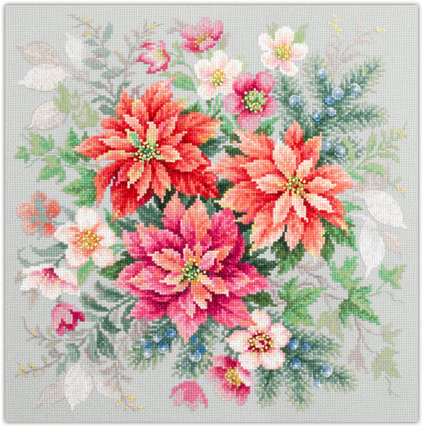 Broderikit Magic Needle "Blomstermagi. Julstjärna" 30x30 cm