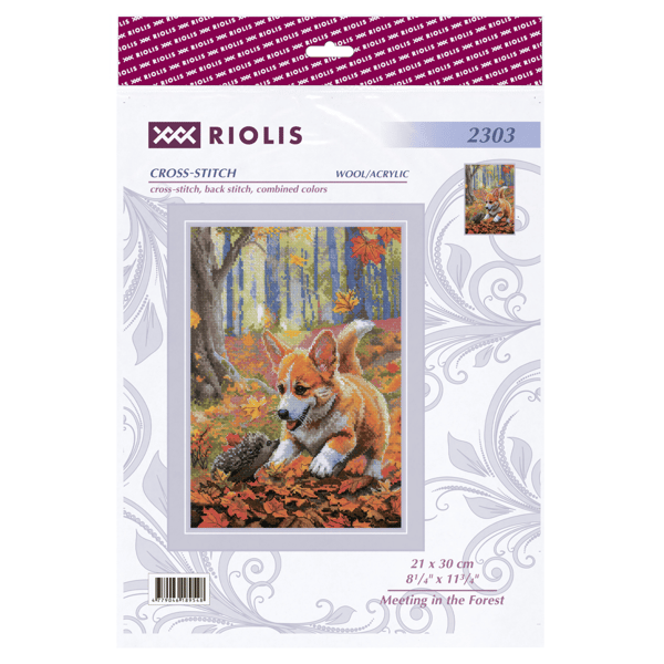 Broderikit med korssting - Riolis "Møde i skoven" 21x30 cm