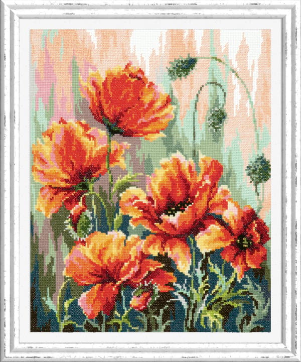 Broderisett Magic Needle "Valmue i morgenlys" 27x34 cm