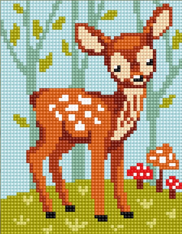 Kanavatyö Collection D`Art "Metsäkaurisvasa" 14x18 cm