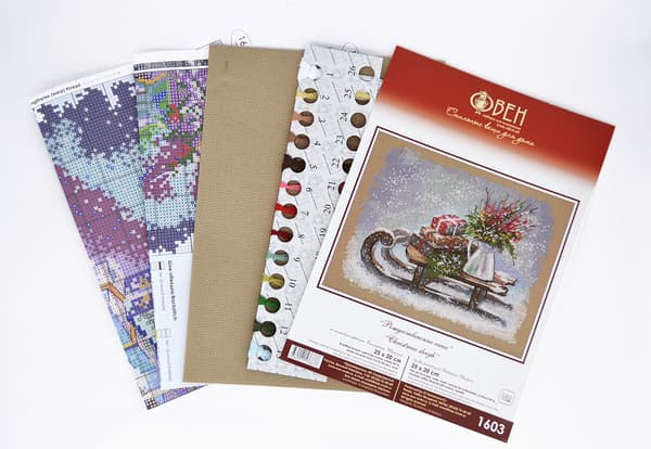 Broderisett Oven "Juleslede" 25x20cm