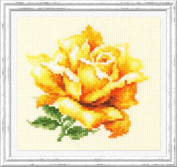 Broderisett Magic Needle "Gul rose" 11x11 cm