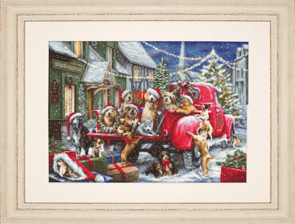Broderikit Luca-S B2414 - "Hvalpe jul" 50x35 cm