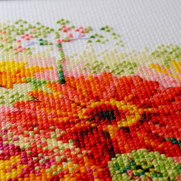 Broderisett Riolis "Akvarellgerbera" 30x30 cm