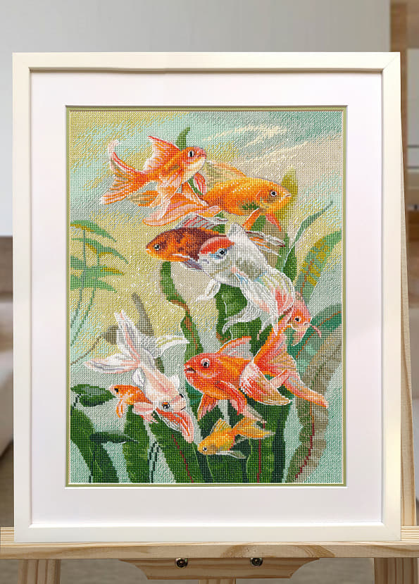 Broderisett Oven "Gylden dans" 22x32 cm