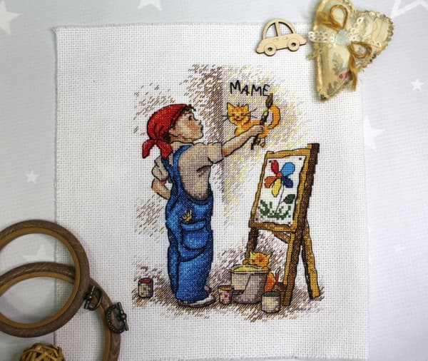 Broderisett MP Studia "Gutten kunstner" 15x21 cm