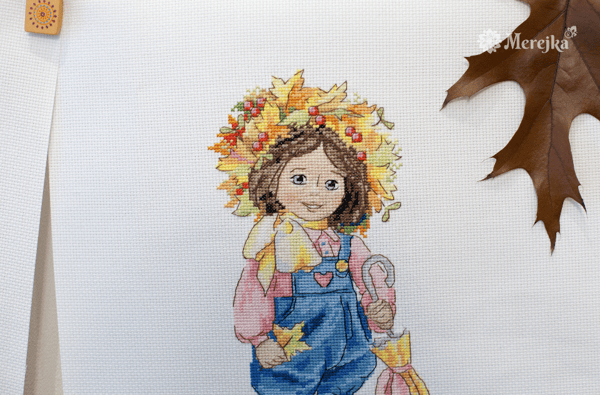 Broderikit Merejka K-100 - "Höstflicka" 23x14 cm