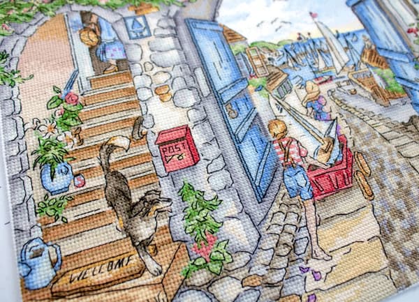 Broderikit LetiStitch L8804 - "Til havnen" 35x31 cm