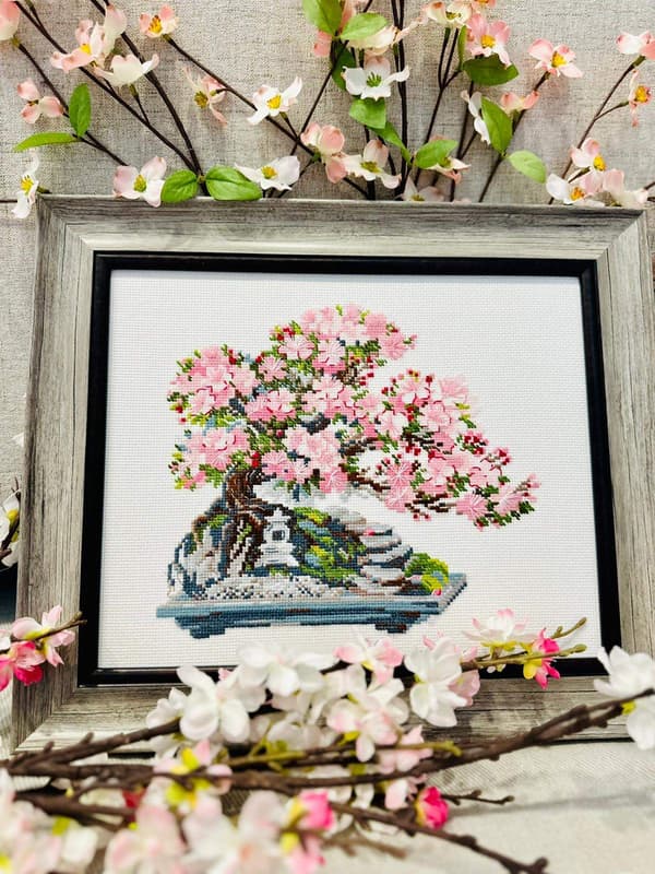 Broderikit Riolis "Blomstrende bonsai" 30x24 cm