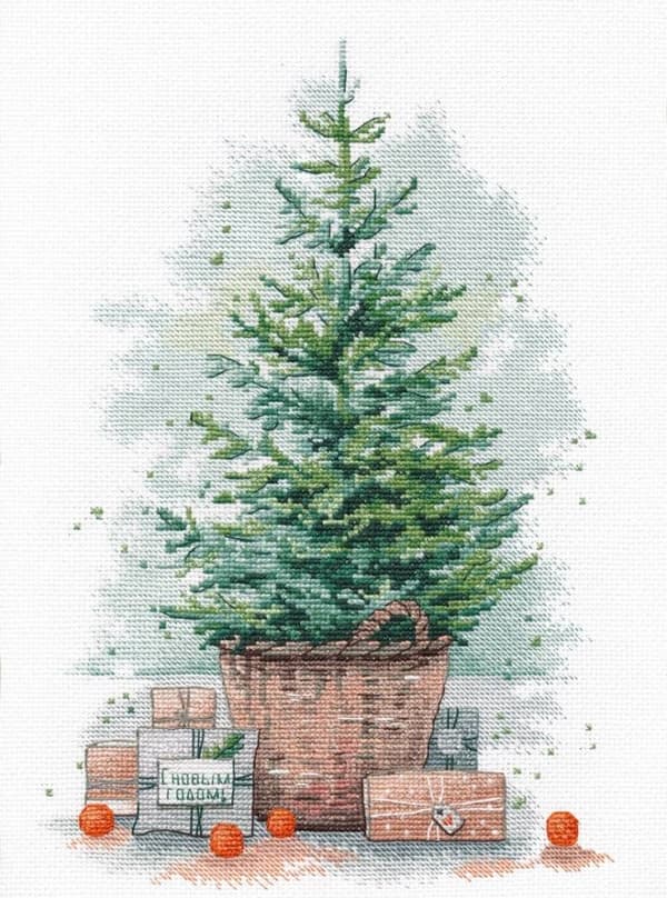 Broderikit Oven "Julöverraskning" 18x27 cm