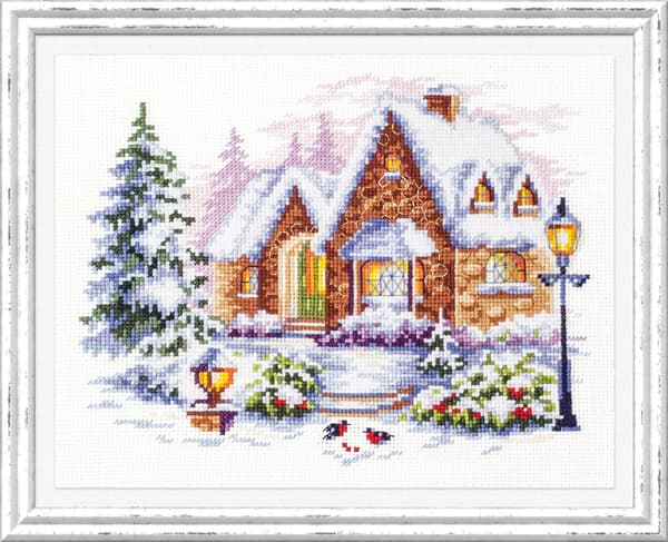 Broderisett Magic Needle "Vinterhus" 20x17 cm