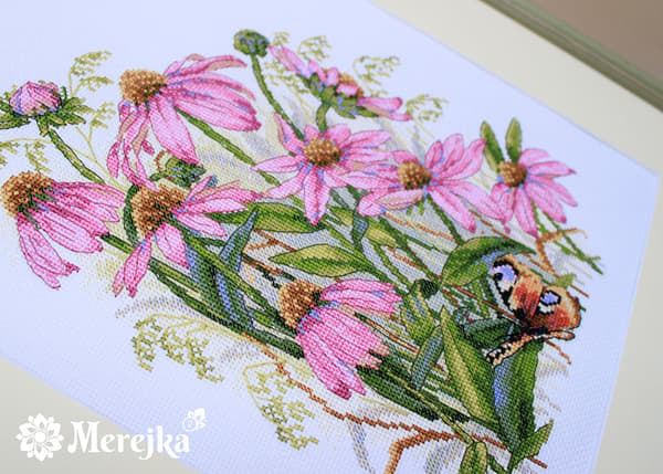 Broderikit Merejka K-124 - "Rød solhat" 24x32 cm