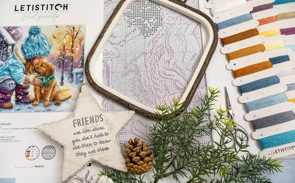 Broderikit LetiStitch L9925 - "Bästa vänner"