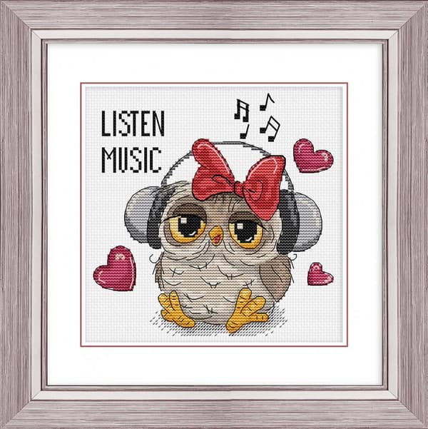 Broderikit Luca-S B1402 - "Lyt til musik" 15.5x16 cm