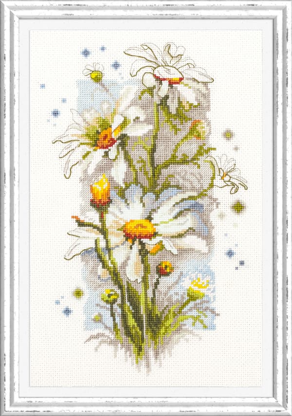 Broderikit Magic Needle "Hvide margueritter" 14x23 cm