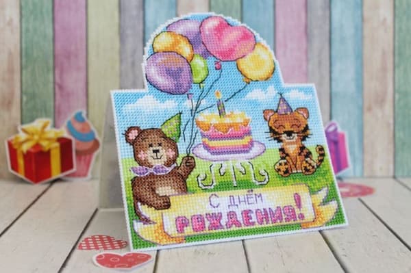 Broderikit plastic canvas MP Studia "Grattiskort" 19x14 cm