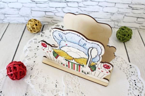 Träbroderi MP Studia "Servett "Tomte"" 13x10 cm