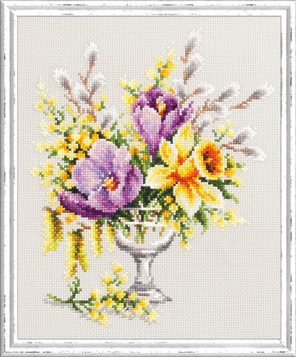 Broderisett Magic Needle "Vårbukett" 20x23 cm
