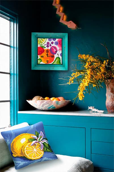 Broderikit Pude Collection D`Art 5322 - "Mogen citron" 40x40 cm