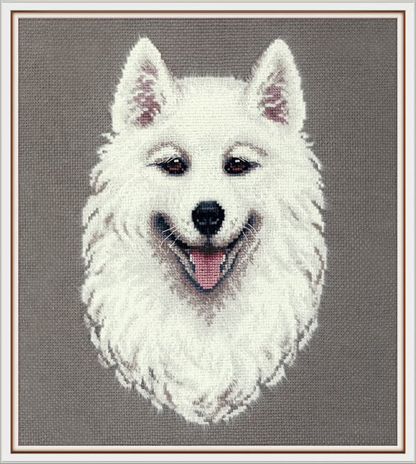 Broderikit Panna "Samojedhund" 24,5x18,5 cm