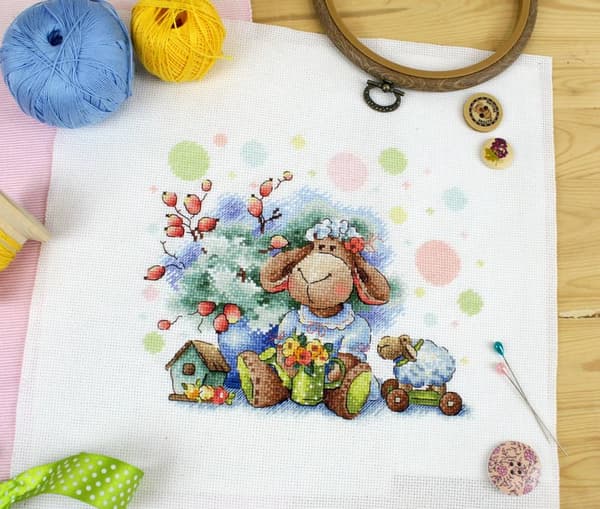Broderikit MP Studia "Krøllet får" 20x17 cm