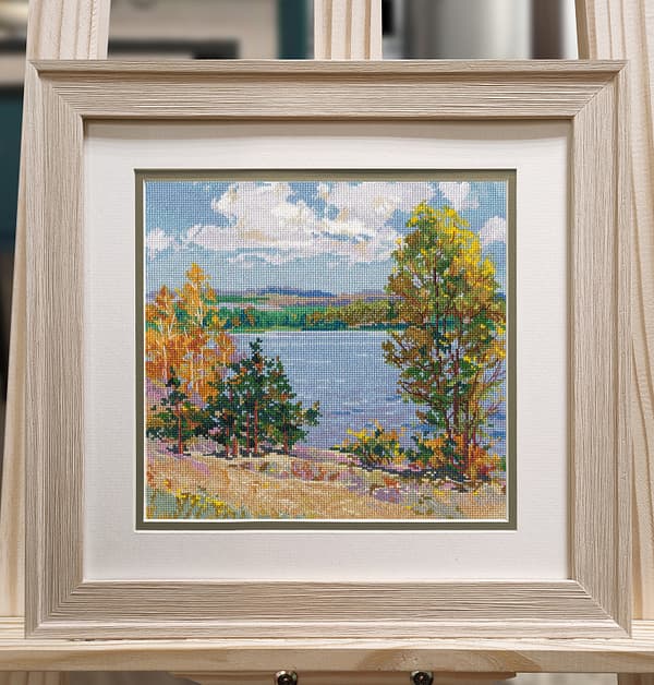 Broderikit Oven "Efterår ved floden" 23x23 cm