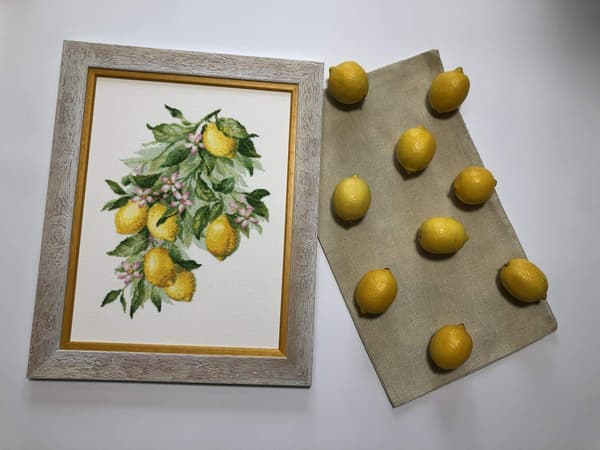 Broderisett Riolis "Lyse sitroner" 30x40 cm