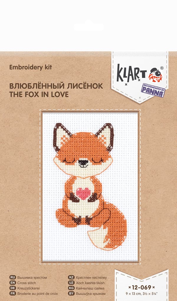 Broderikit Klart "Den forelskede ræv" 13x9 cm