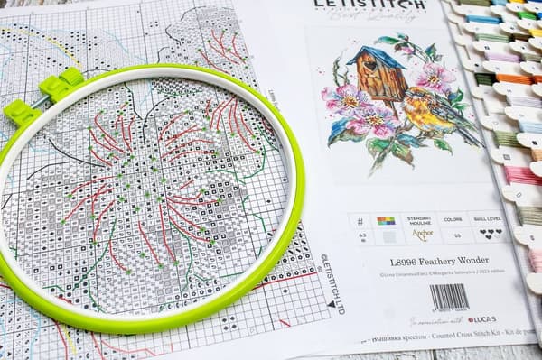 Broderikit LetiStitch L8996 - "Fjer under" 20x27 cm