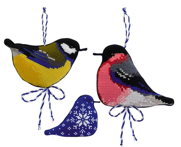 Broderikit Riolis "Vinterfåglar" 8x7 9x7 cm