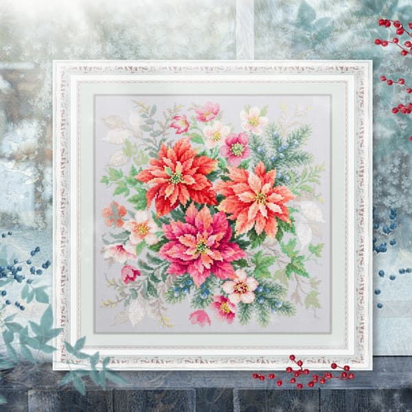 Broderisett Magic Needle "Blomstermagi. Julestjerne" 30x30 cm
