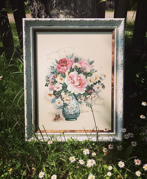 Broderikit Riolis "Pæon og vilde roser" 30x40 cm