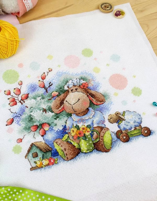 Broderikit MP Studia "Krøllet får" 20x17 cm