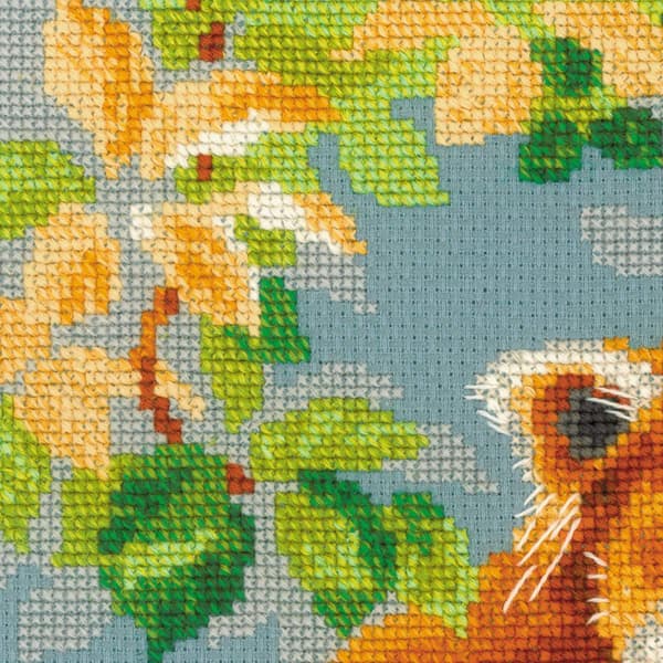 Broderikit Riolis "Rød panda" 21x30 cm