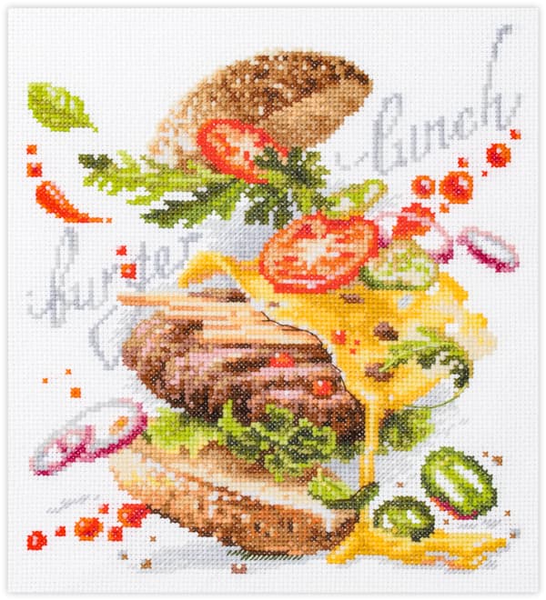 Broderikit Magic Needle "Hamburgarlunch" 19x22 cm