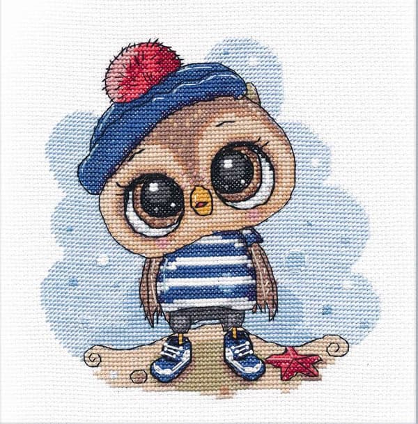 Broderikit Oven "Ugglesjöman" 15x16 cm