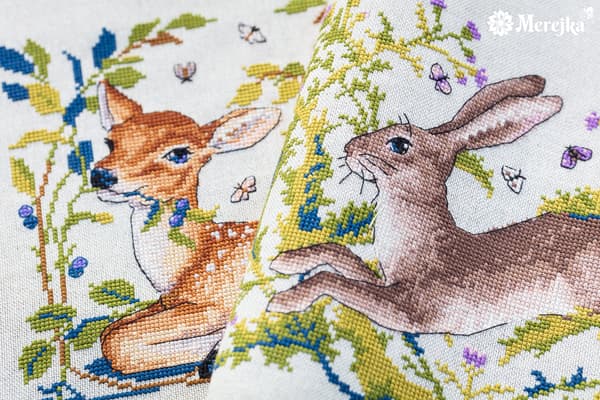Broderisett Merejka K-145B - "Lite rådyr" 21x16 cm