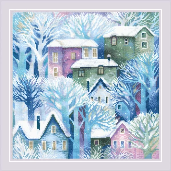 Broderikit med korsstygn - Riolis "Panel/Kudde Stad" 40x40 cm