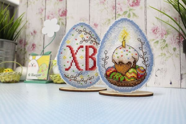 Broderikit plastic canvas MP Studia "Påskstämning" 8x11 cm