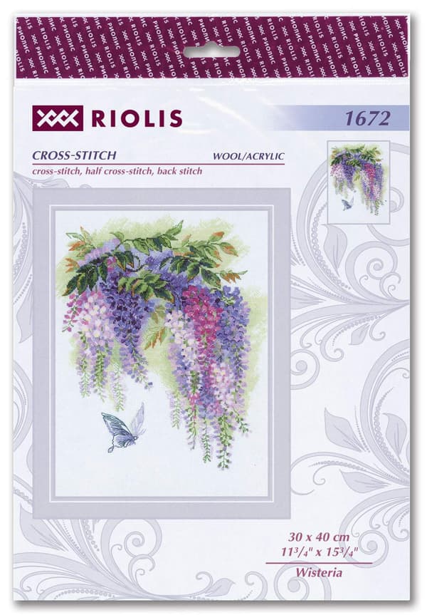 Broderikit Riolis "Blåregn" 30x40 cm