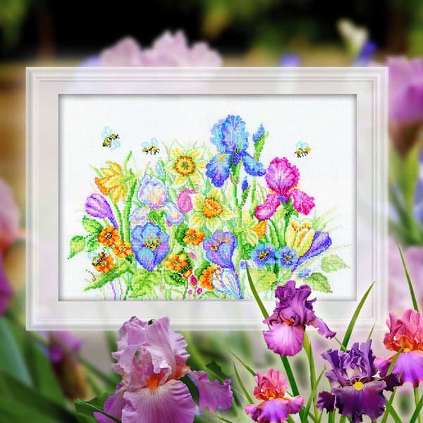 Broderikit RTO "Haveblomster" 35x25 cm