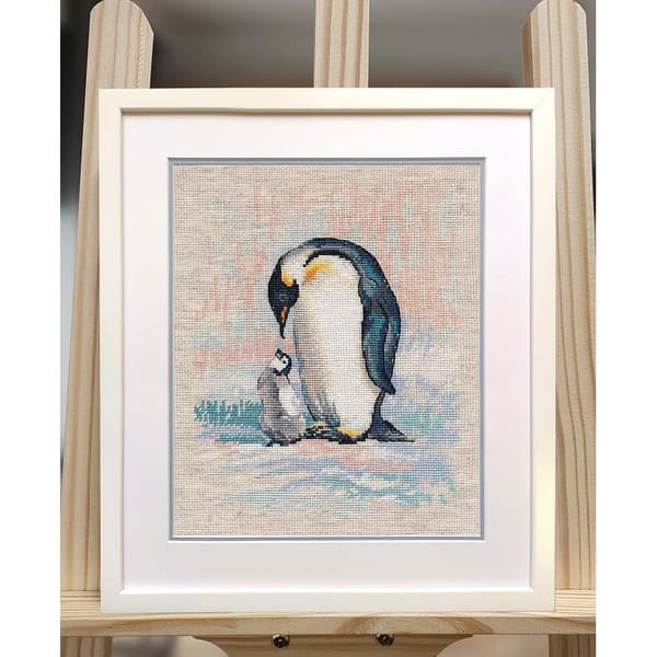 Broderisett Oven "Pingviner" 17x23cm