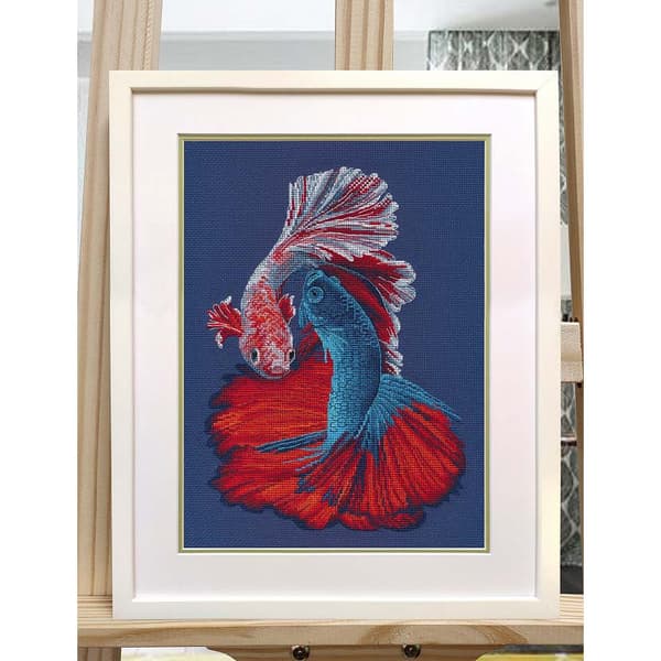 Broderisett Oven "Kampfisk" 19x27cm