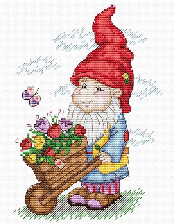Broderikit MP Studia "Dværg i rød hat" 14x18 cm
