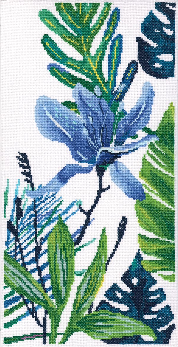 Broderikit RTO "Blå blomma" 20x40 cm