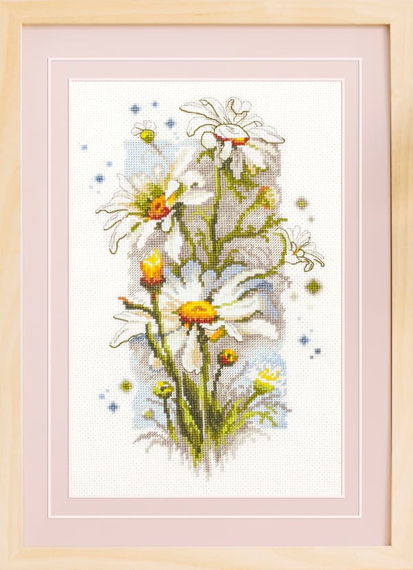 Broderisett Magic Needle "Hvite prestekrager" 14x23 cm